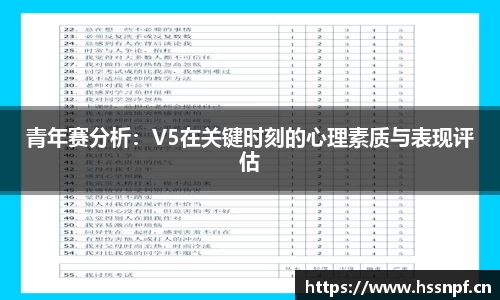 青年赛分析：V5在关键时刻的心理素质与表现评估