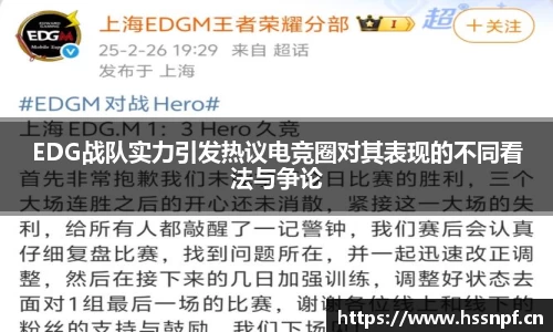 EDG战队实力引发热议电竞圈对其表现的不同看法与争论